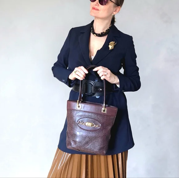 Gucci Guccissima Punch Leather Tote Burgundy Shoulder Bag 145994 - Picture 9 of 17